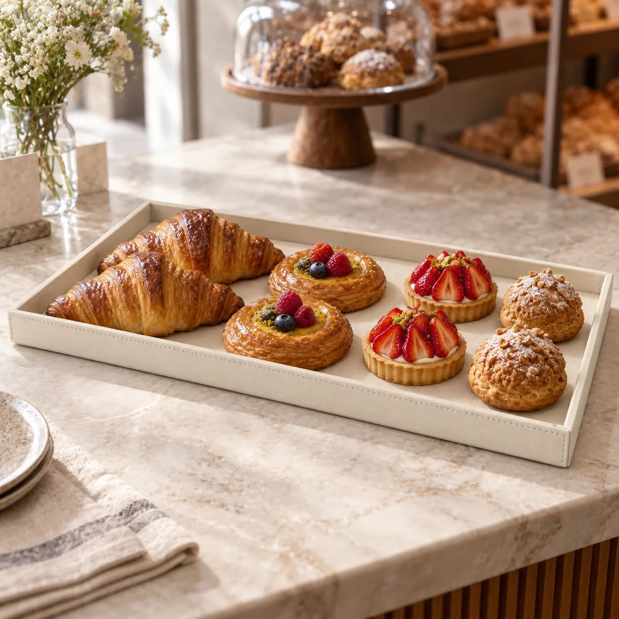 Shallow Bakery Serving Tray, 1 cm Rim