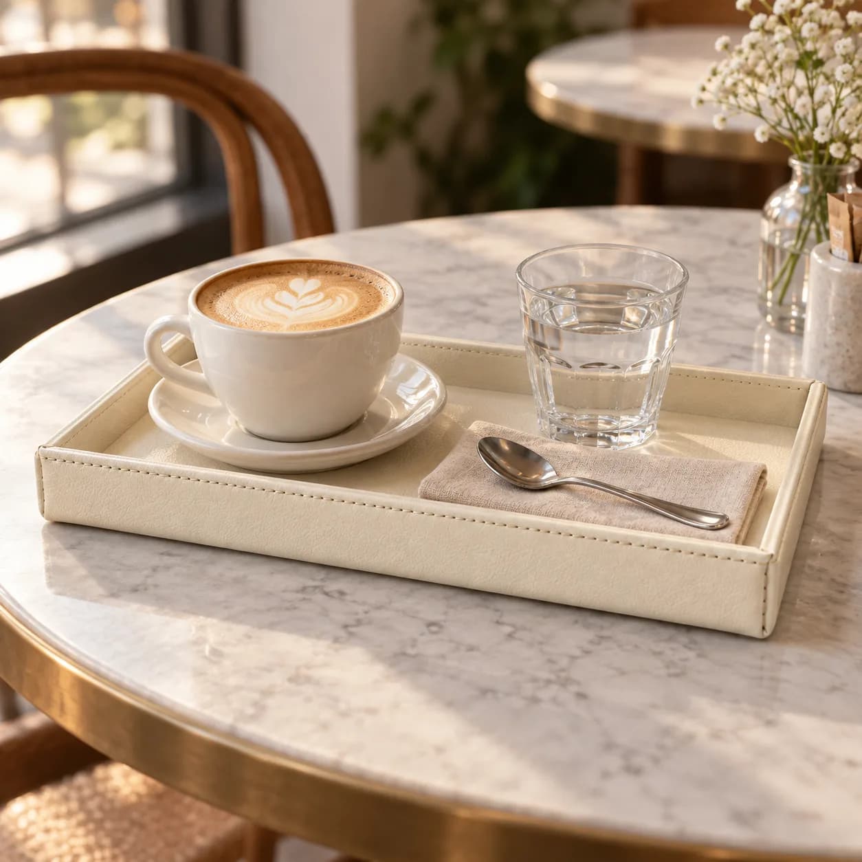 Small Leather Coffee Tray 28x20 cm