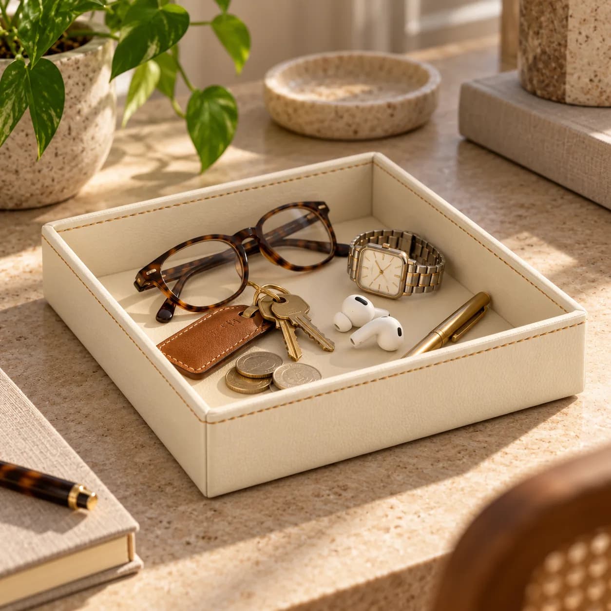 Square Desk Catchall 18 cm, 4 cm Walls