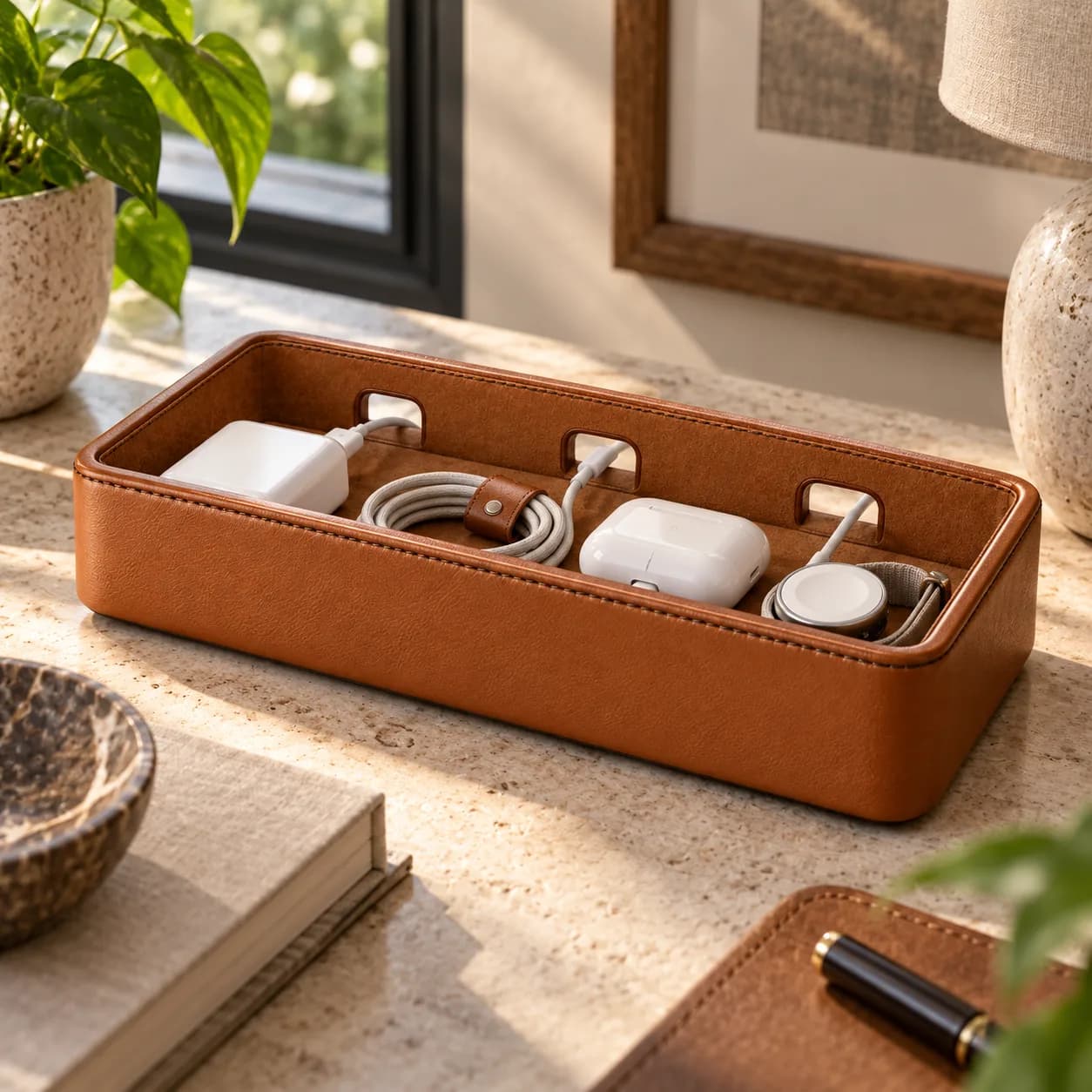 Charger Tray with Three Cable Ports