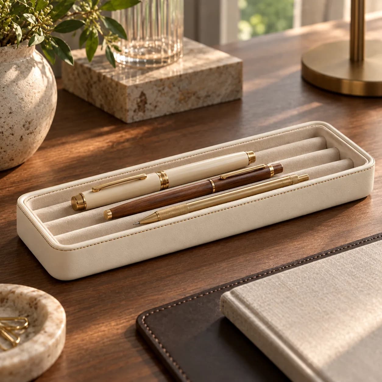 Slim Pen Tray 30x8 cm with Three Grooves