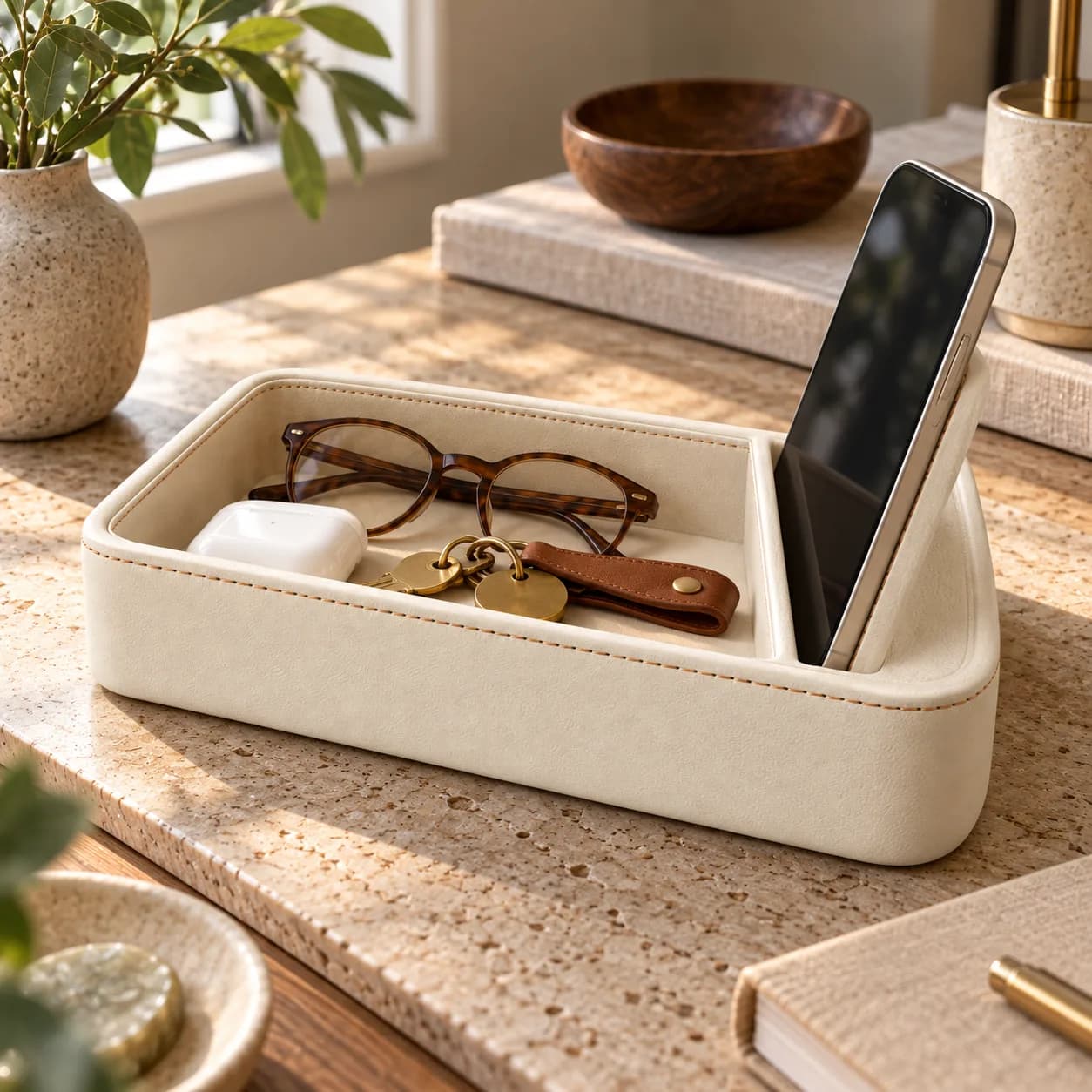 Desk Phone Tray with 60 Degree Stand