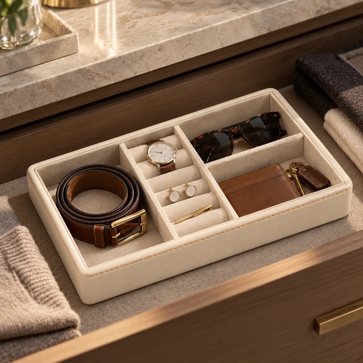 Made to Measure Leather Drawer Organizer