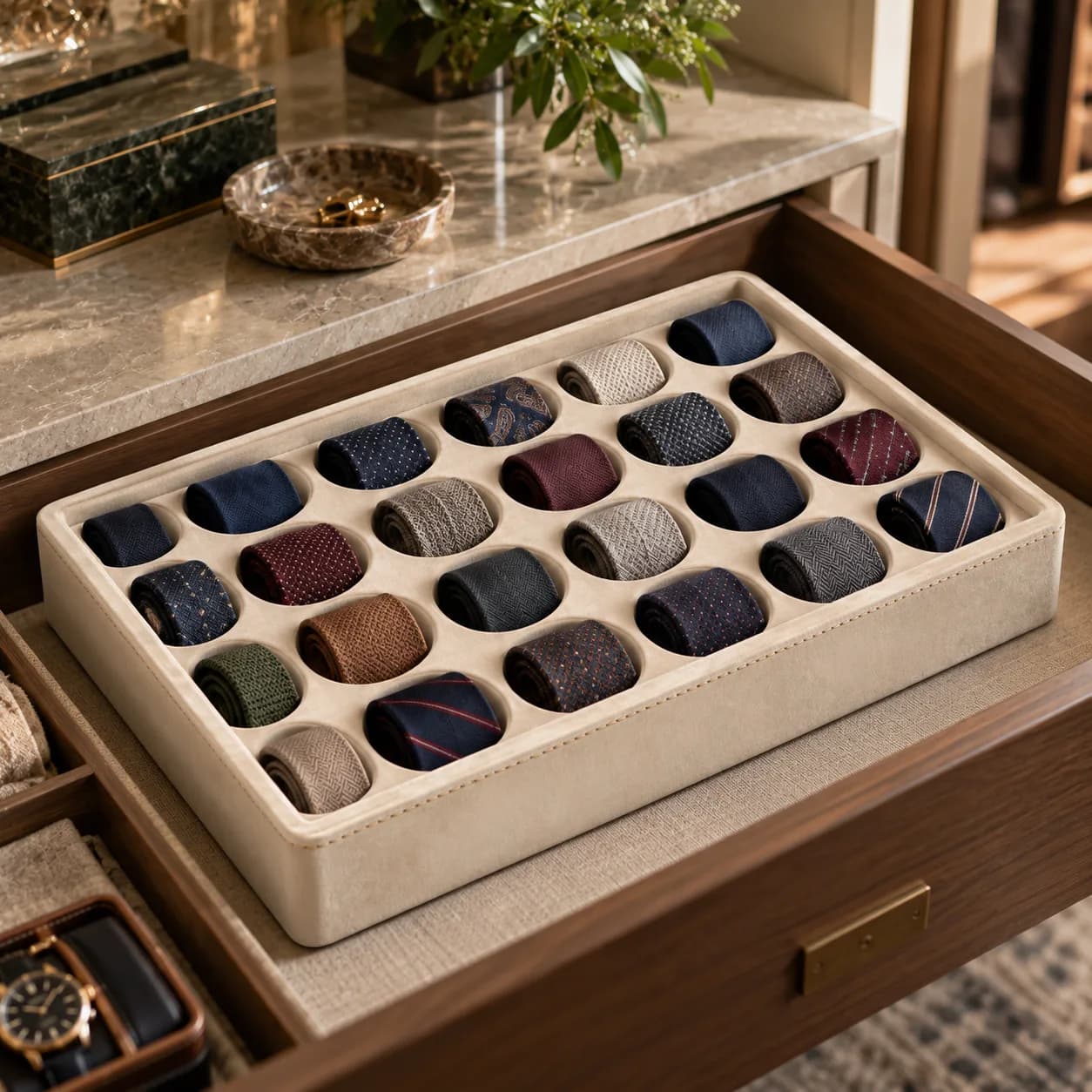 24 Slot Tie Drawer Organizer