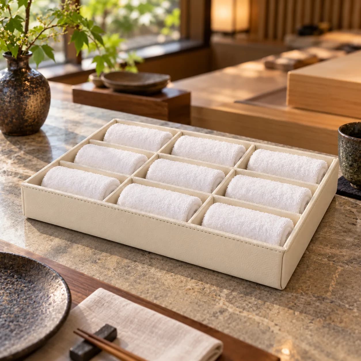 Oshibori Chilled Towel Tray, 9 Slots
