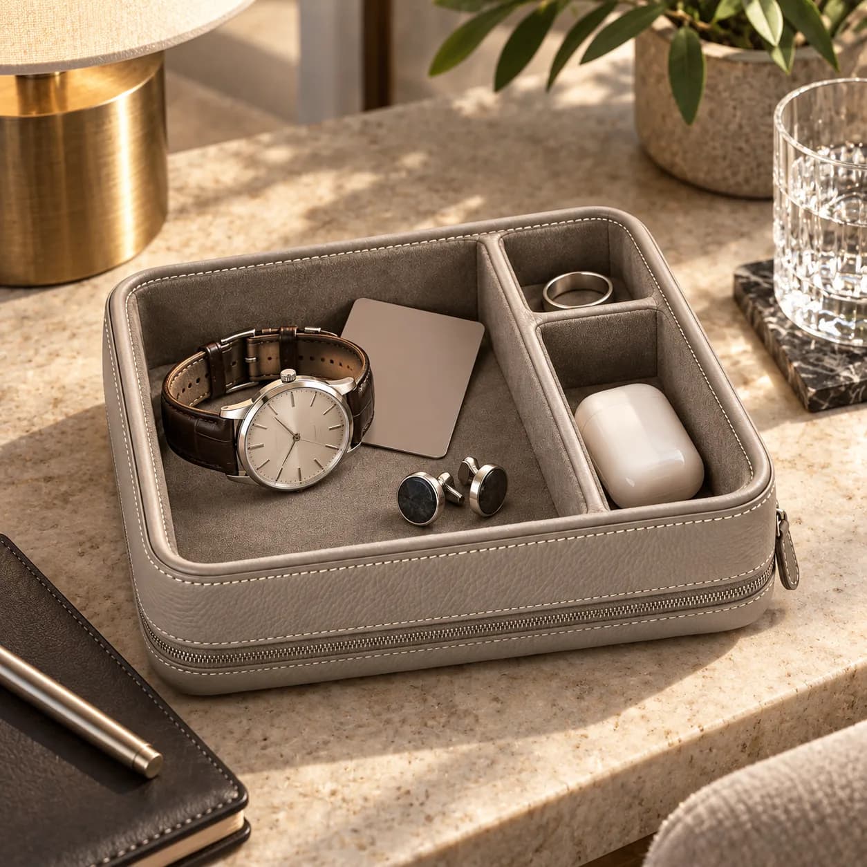 Travel Valet Tray, Zip Around Pouch