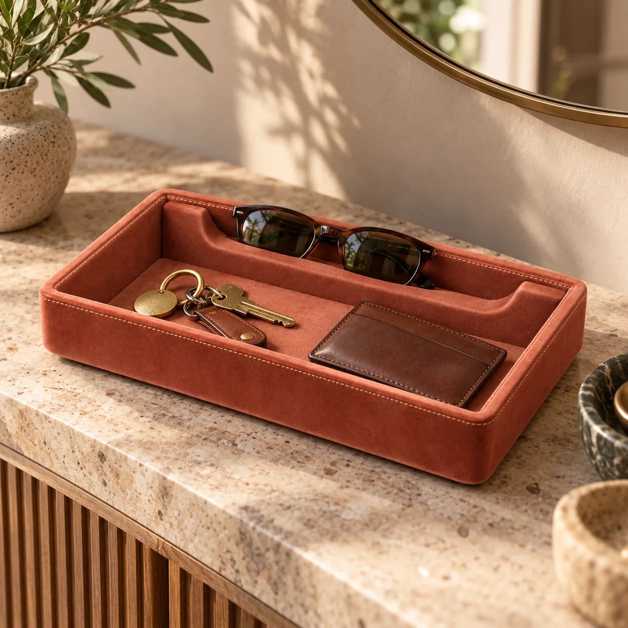 Valet Tray with a Sunglasses Groove