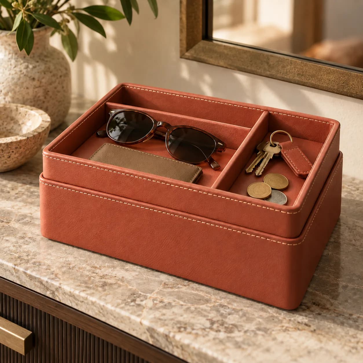Two Tier Valet Tray, Lift Off Top