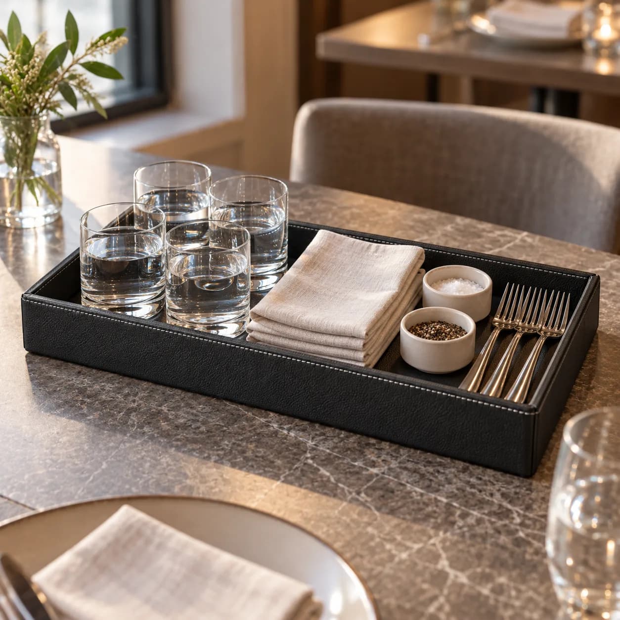 Black PU Serving Tray, Volume Order Grade