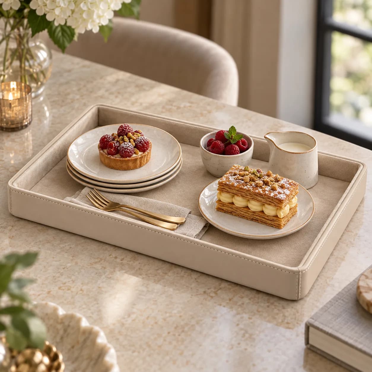 Dessert Serving Tray, Velvet Lined