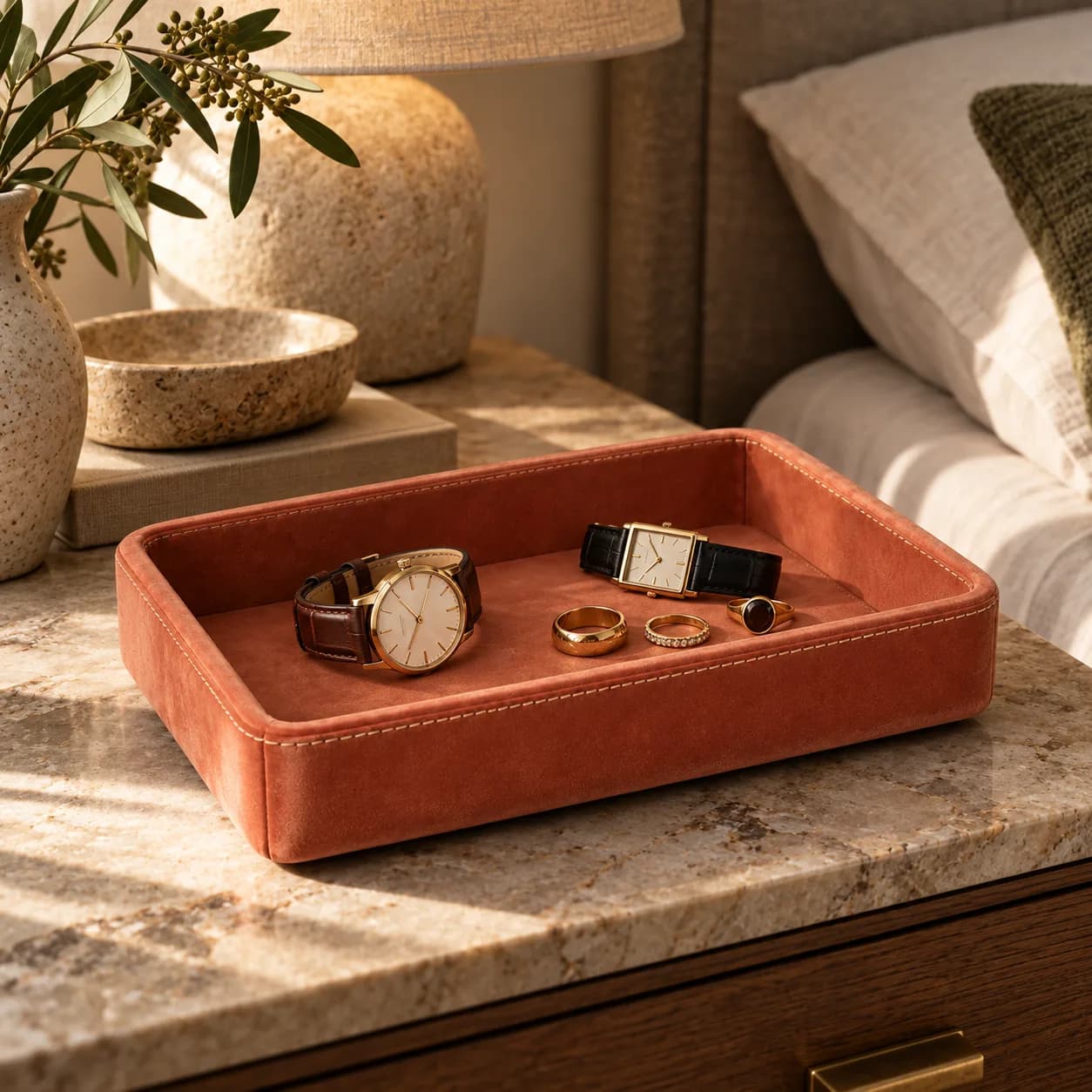 Velvet Lined Valet Tray for Fine Items