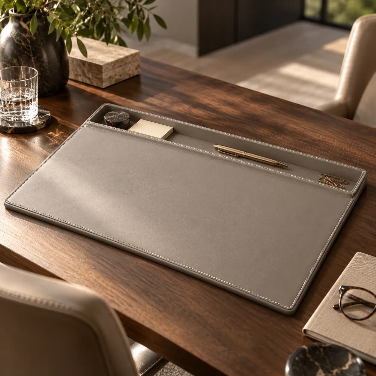 Desk Pad 60x40 cm with Integrated Top Tray