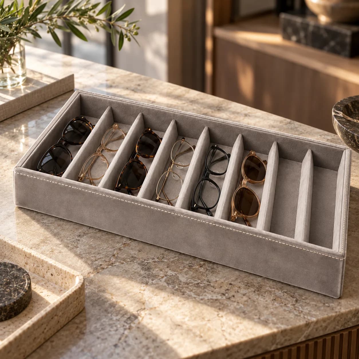 Three Compartment Desk Organizer, Graduated Wells