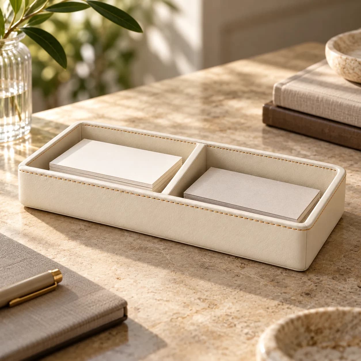 Double Business Card Tray, Received and Outgoing