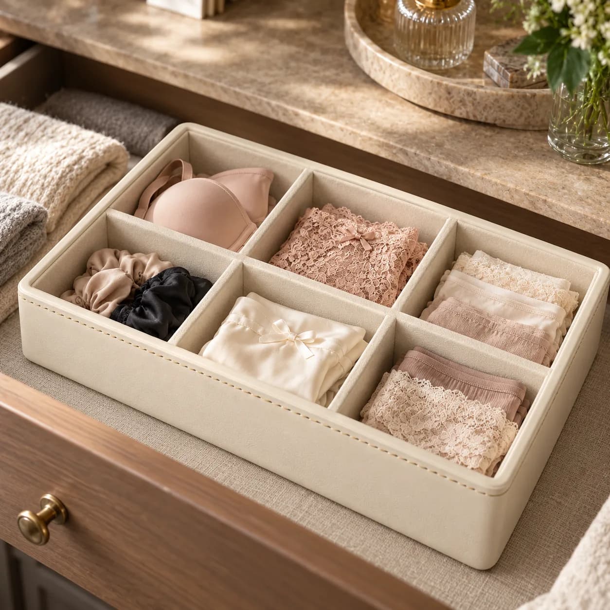 Six Compartment Underwear Drawer Insert