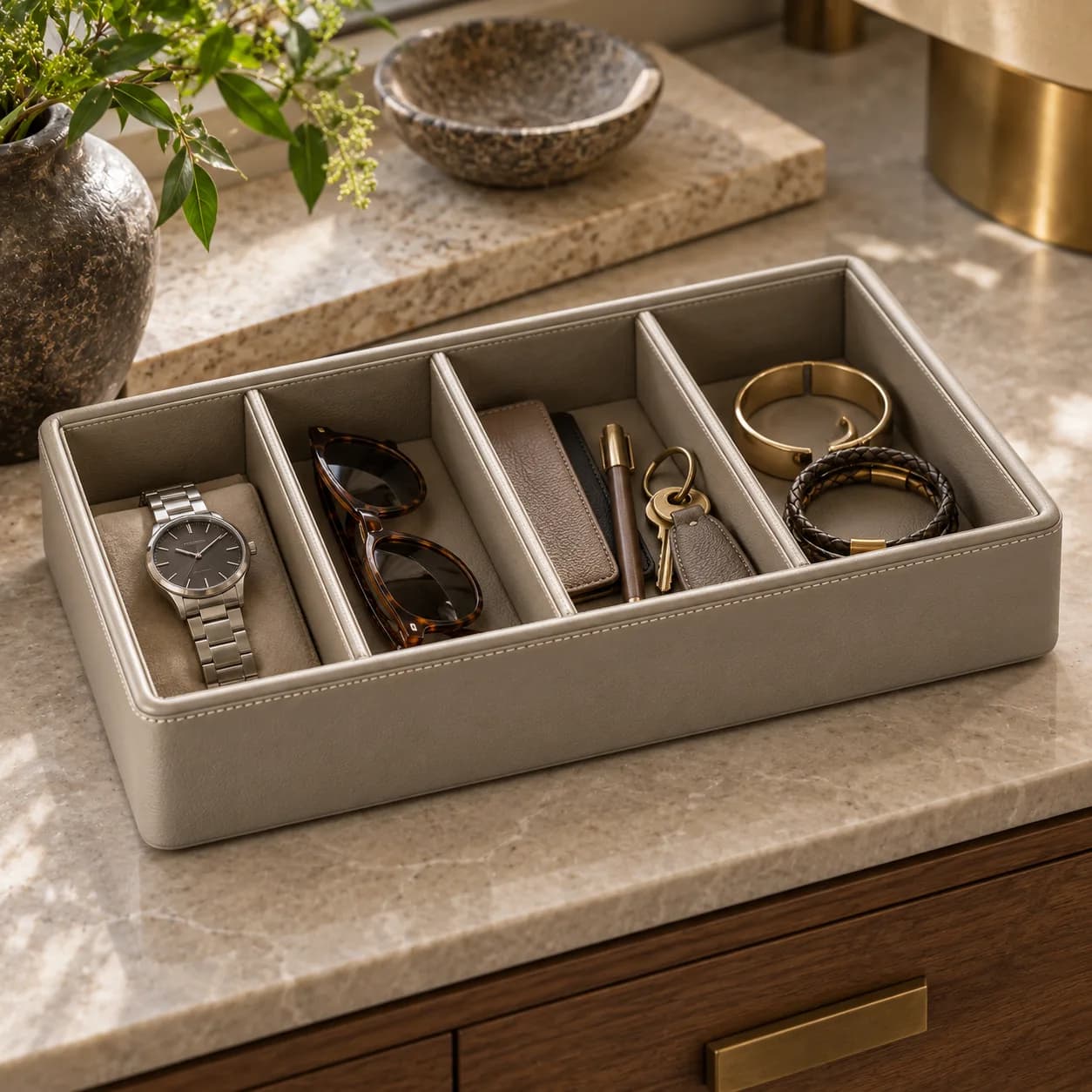 Drawer Organizer with Sliding Adjustable Dividers