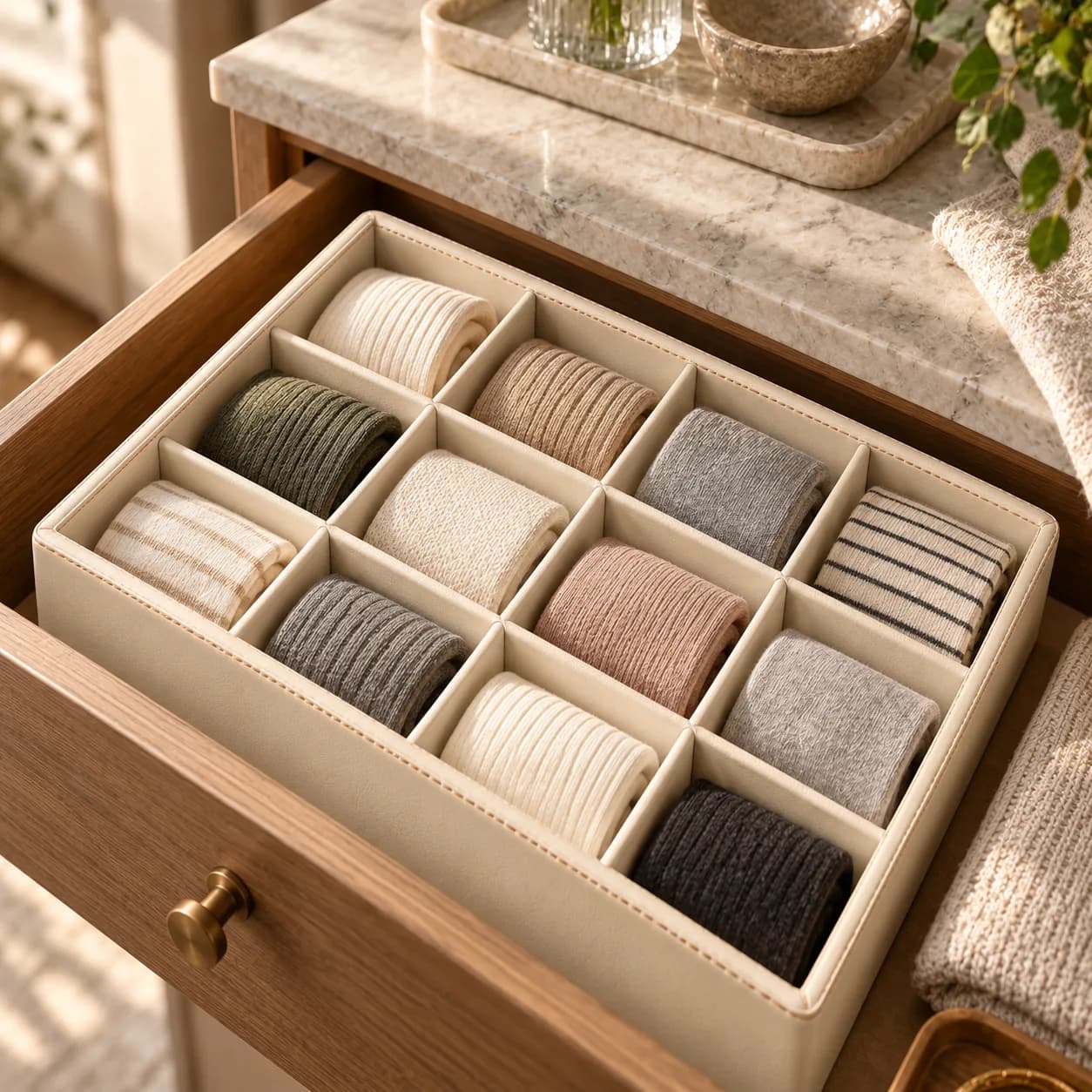 12 Slot Sock Drawer Insert, 5 cm Deep